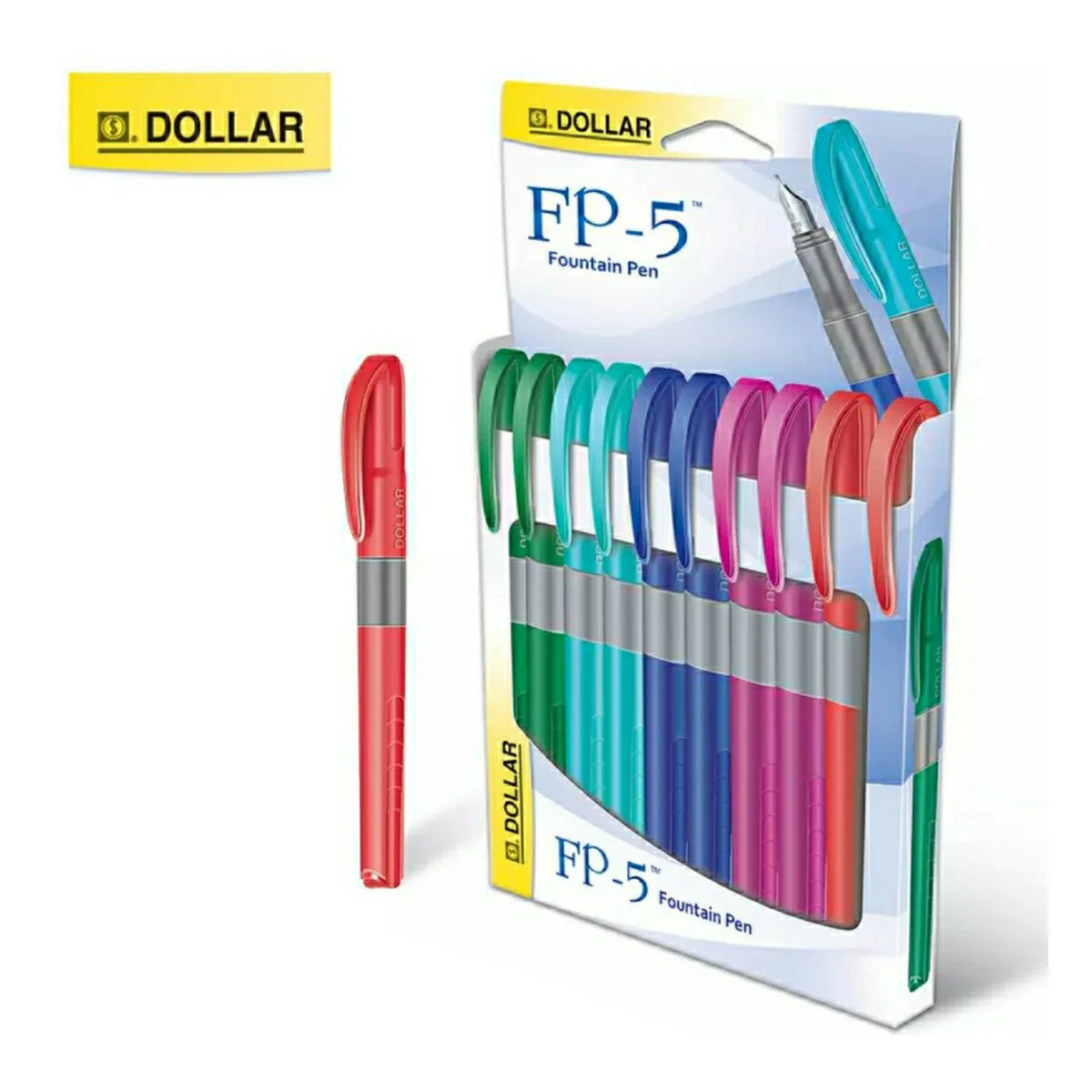 Dollar FP-5 Fountain Pen – Box of 10 Smooth Writing Ink Pen for School & Office