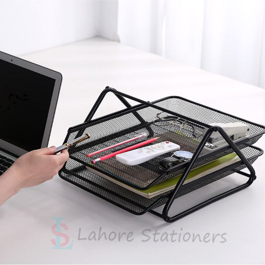 Deal 113 Table Tray 2 Step Metal, Desk Organizer (Free Pen jar Gift)