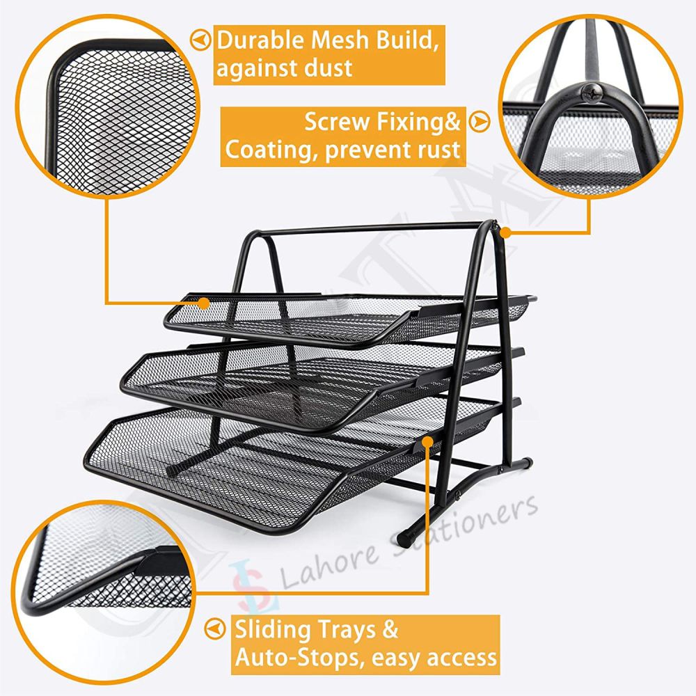 Letter Tray 3 Step Metal Mesh