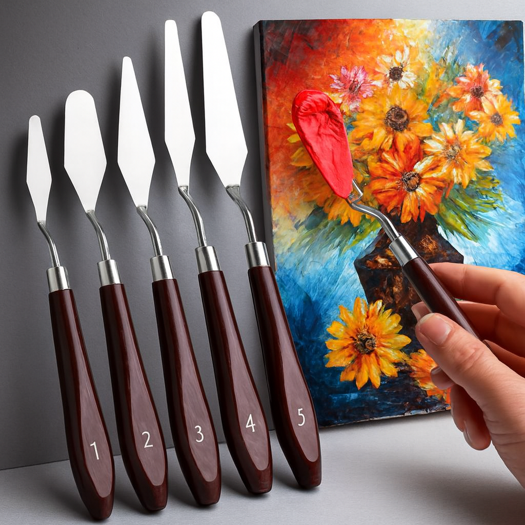 Bergino Painting Knife Set 5 Pcs Stainless Steel Artist Palette Knives