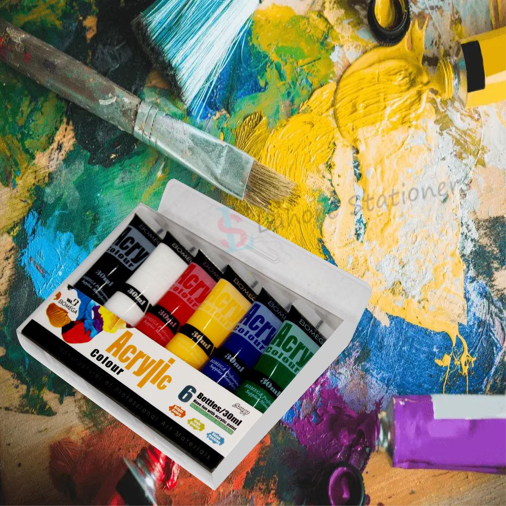 Bomega Acrylic color Tube Set 6Pcs 30ml have fun with acrylic paint