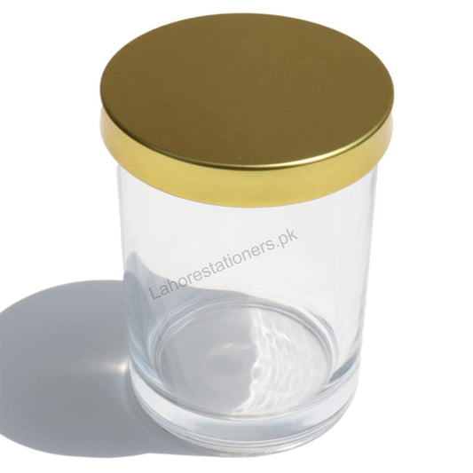 Empty Glass Candle Jar with Gold Metal Lid 220 ML Glass Container