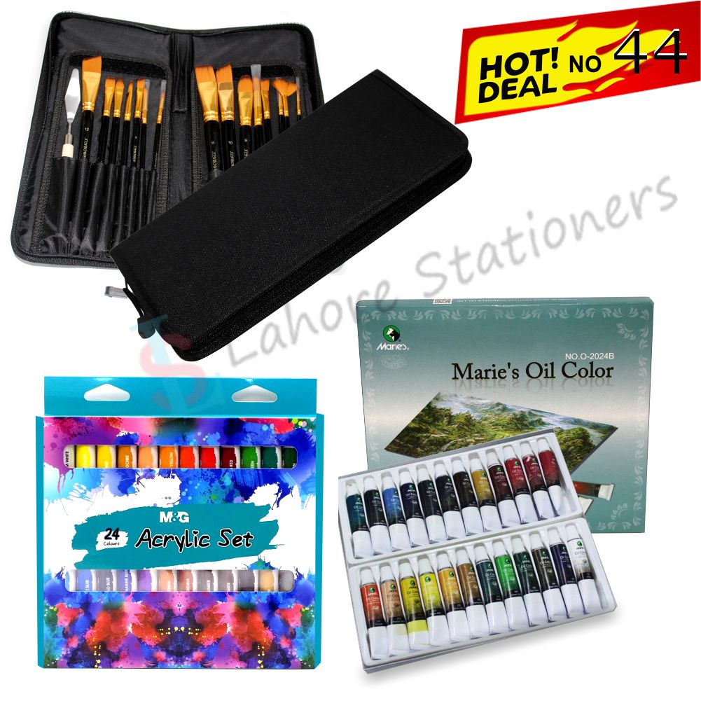 Deal 44 Oil & Acrylic Paint Set Superior Pigment for Beginners & Professional Artists