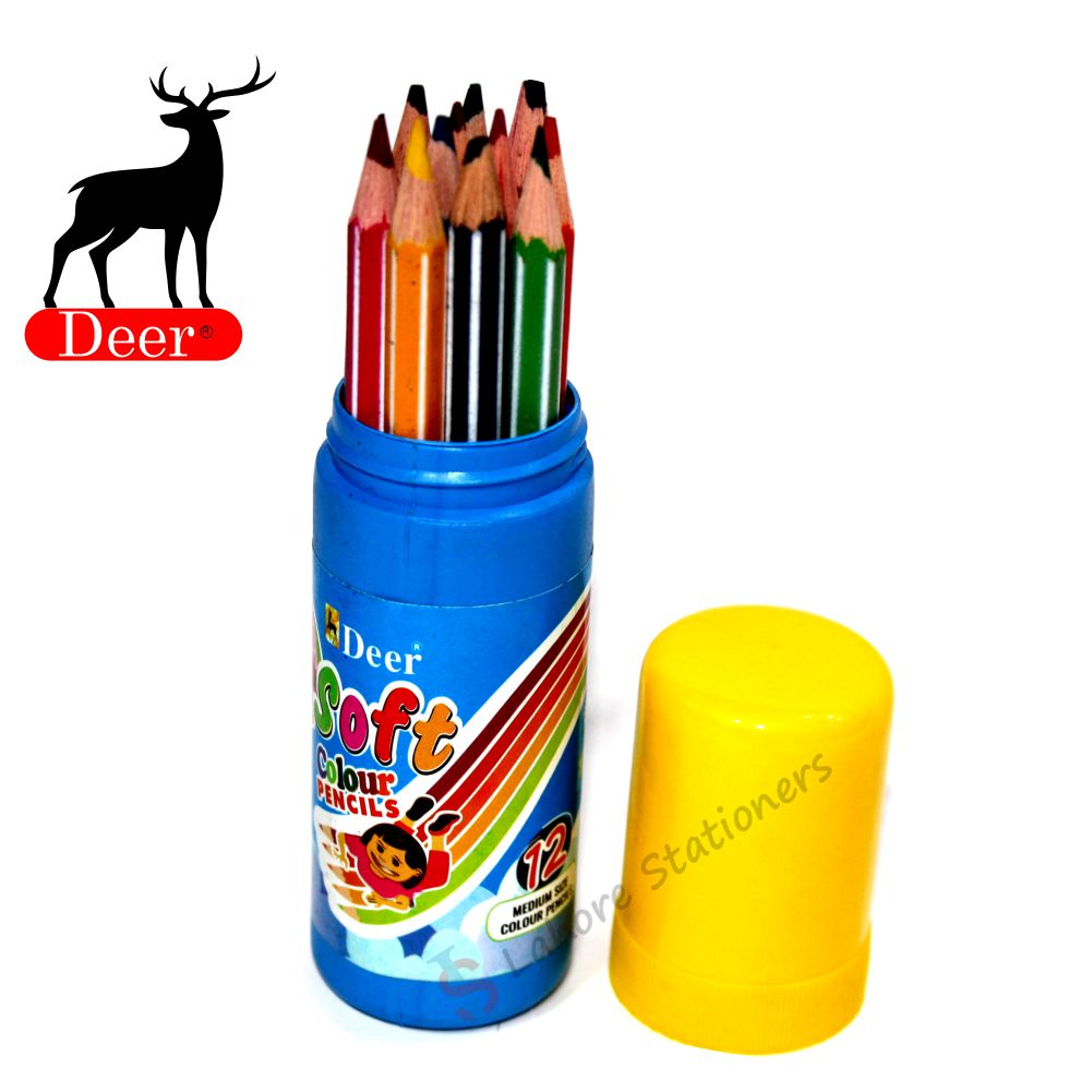 Deer Soft 12 Colors Pencils Medium Size
