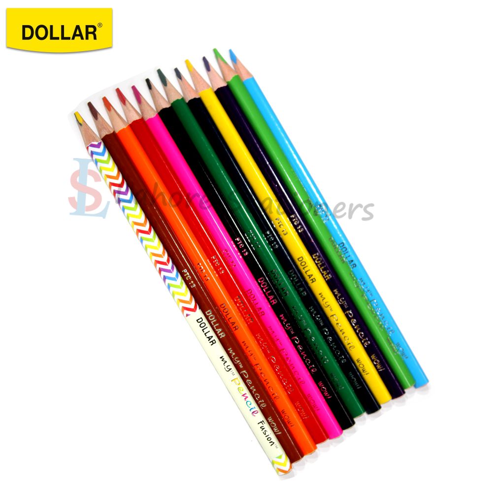 Dollar My Pencil WOW Color Pencil (12 Pcs) Full Size With 1 Pencil 4 in 1Fusion