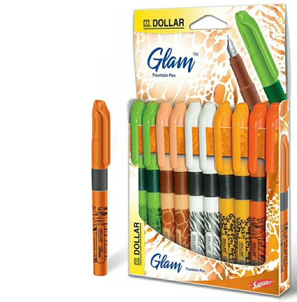 Dollar Glam Fountain Pen Pack of 10 Beautiful Multi Color Fountain Pens Smooth Writing