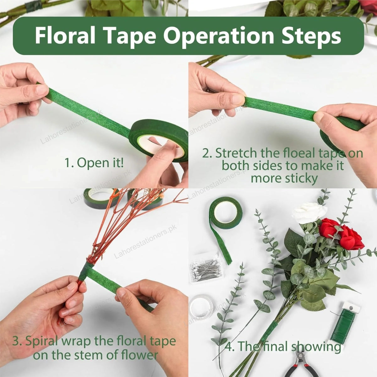 Floral Tape Flower Bouquets Stem Wrap Adhesive Tape for DIY & Decoration