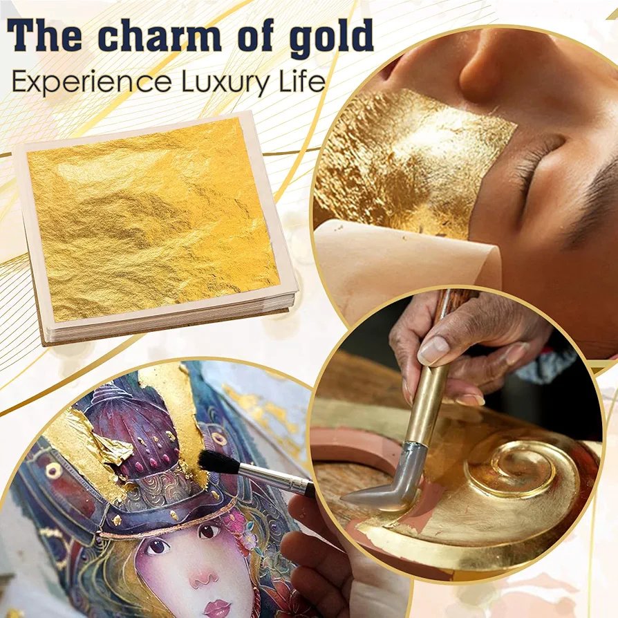 Leaf Foil Paper Golden Color (25 Pcs Pack) for Decoration & Crafts