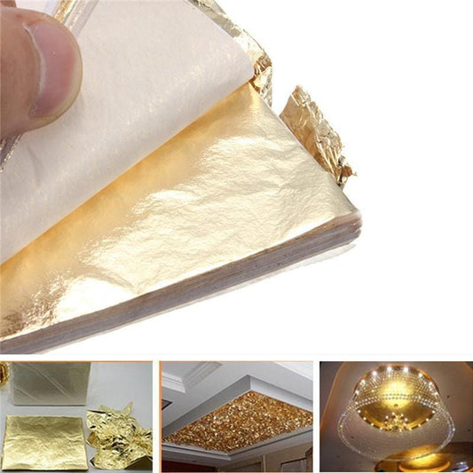 Leaf Foil Paper Golden Color (25 Pcs Pack) for Decoration & Crafts