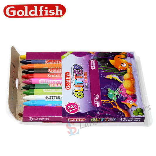 Goldfish Glitter Crayons 12 Pcs 9mm High Quality Crayons