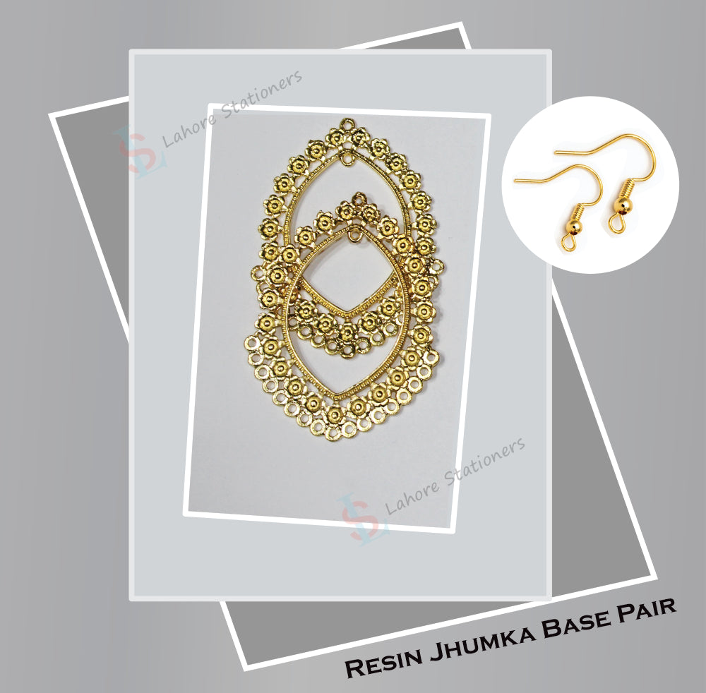 Jhumka Earrings Base Leaf Design Golden Pair