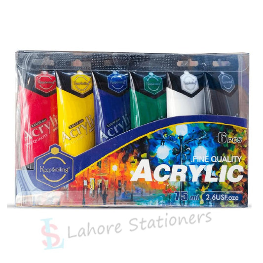 Keep Smiling Acrylic Paint Fine Quality 75ml Set Of 6 Pcs Tube