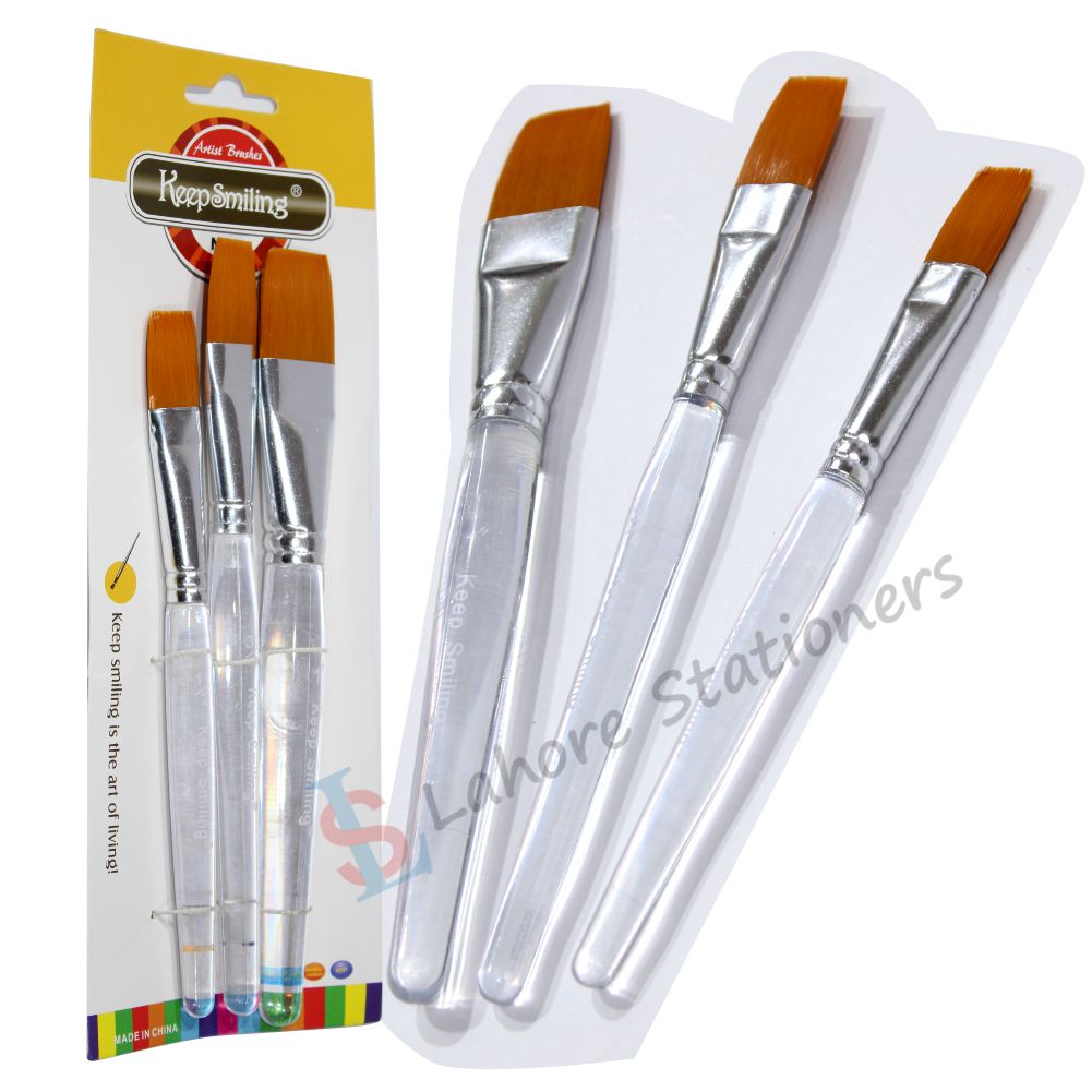 Keep Smiling High Quality Paint Brushes 3 Pcs Set Transparent Handle