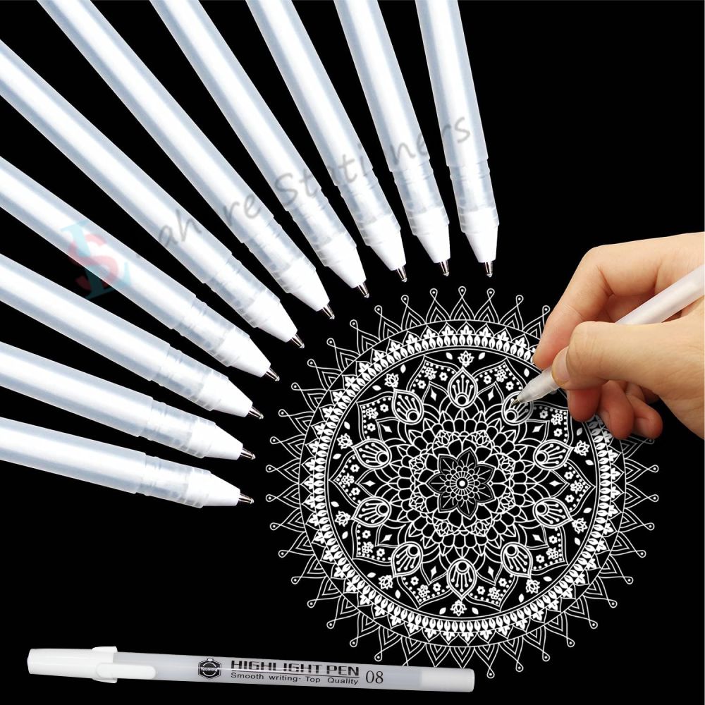 Keep Smiling White Highlight Gel Pen for Hand Painted Design/Highlight 0.8 mm Pack of 3 Pen