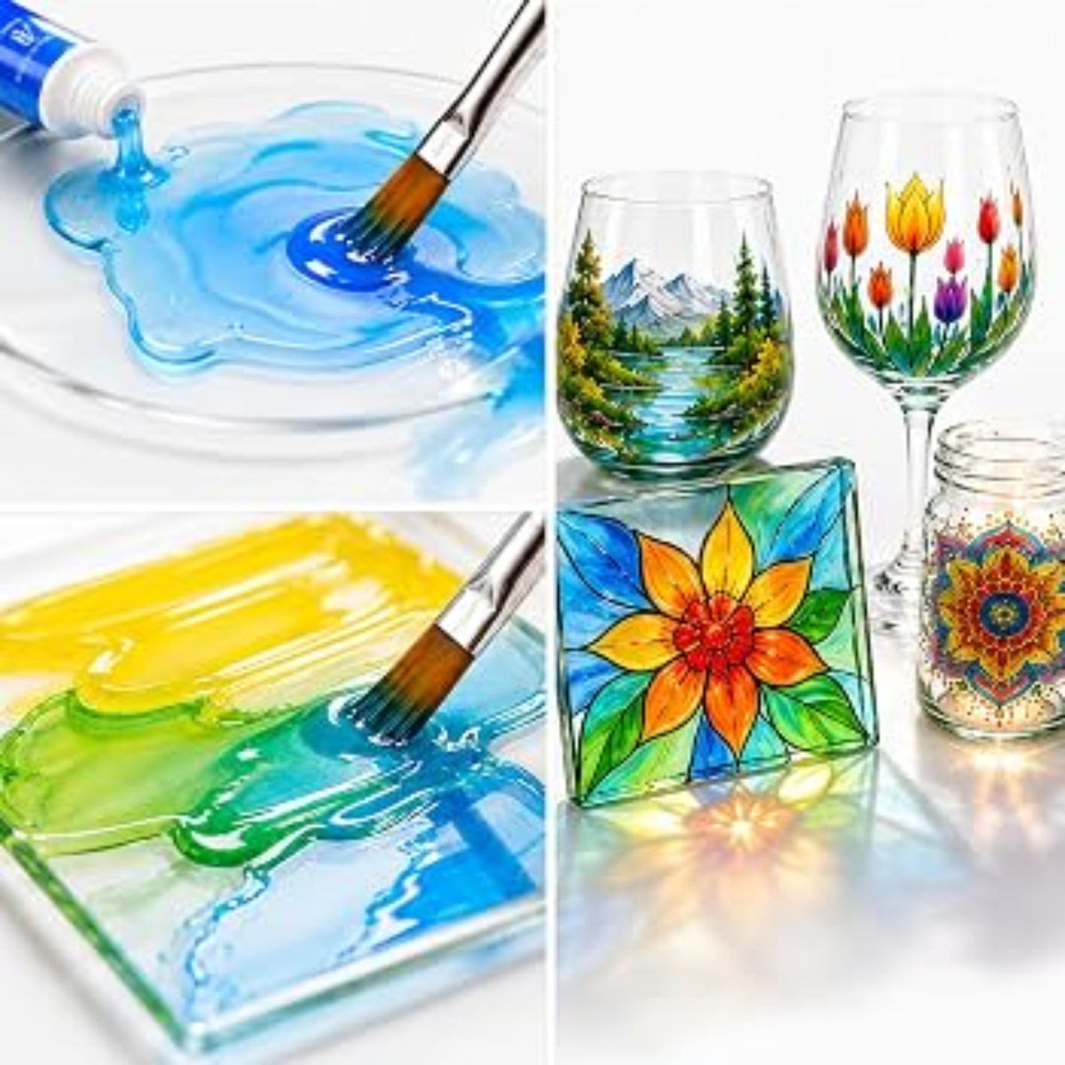 Keep Smiling Glass Paints Pack of 12 Assorted Colors