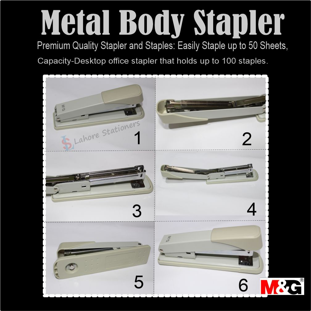 M&G Metal Body Stapler MGS-20 Stapler Used Staples Pin 24/6, 26/6, 24/8,
