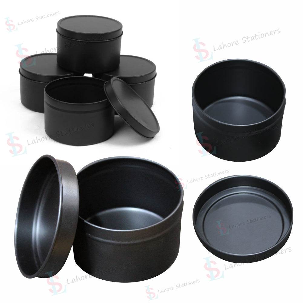 Black Metal Candle Jars Empty for Gift Jewelry Storage Tin Box