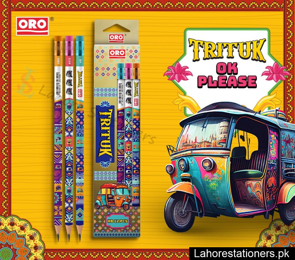 ORO Trituk Lead Pencil with Eraser Pack of 12