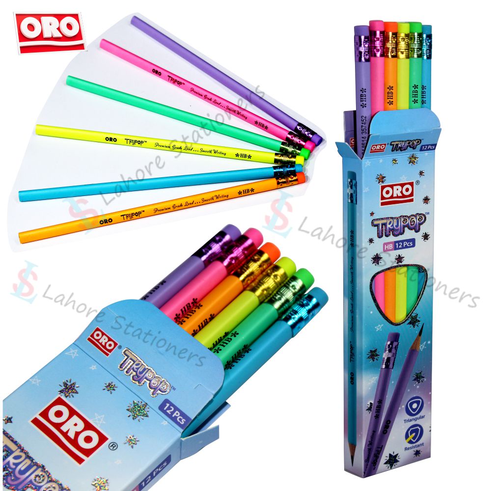ORO Trypop Lead Pencil with Eraser Pack of 12