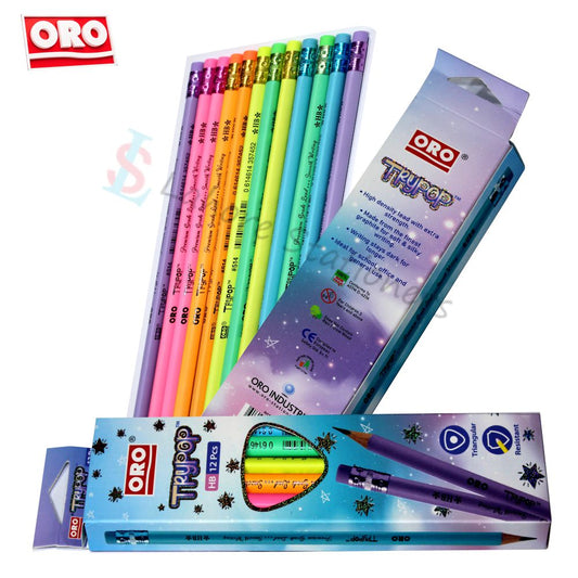 ORO Trypop Lead Pencil with Eraser Pack of 12