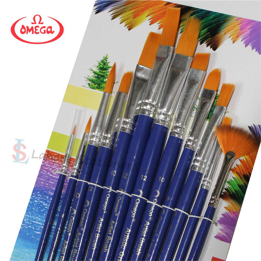Omega Artist Brushes 12 Different Shape High Quality Paint Brushes Set