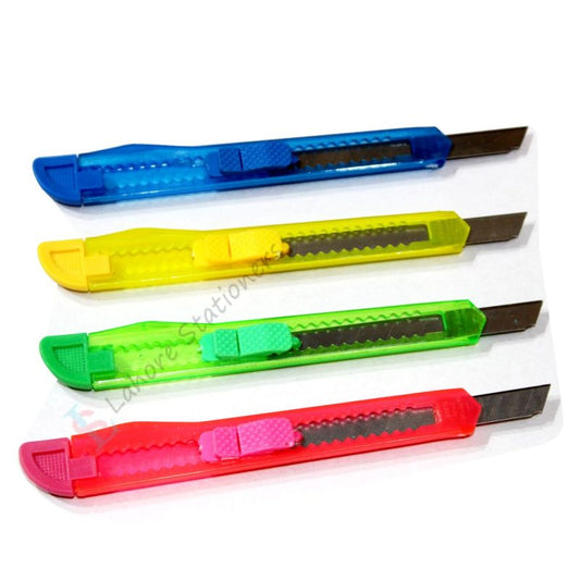 Paper Cutter Knife Adjustable Blade Lock Transparent Mix Color Single Piece