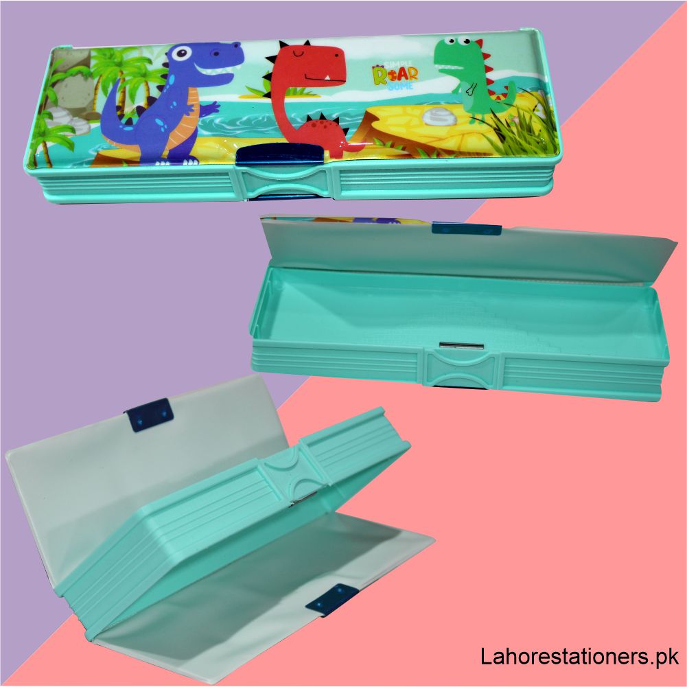 Plastic Pencil Case Magnetic Lock Geometry Box For Student Gifting Purpose