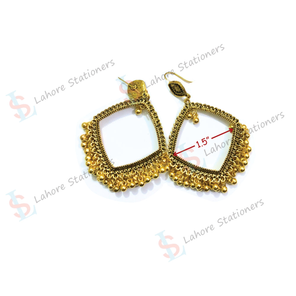 Resin Jhumka Earrings Base with Jump Rings Beads Pair Square Design