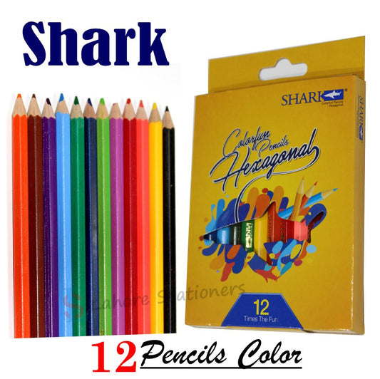 Shark Hexagonal Half Size 12 Colour Pencils