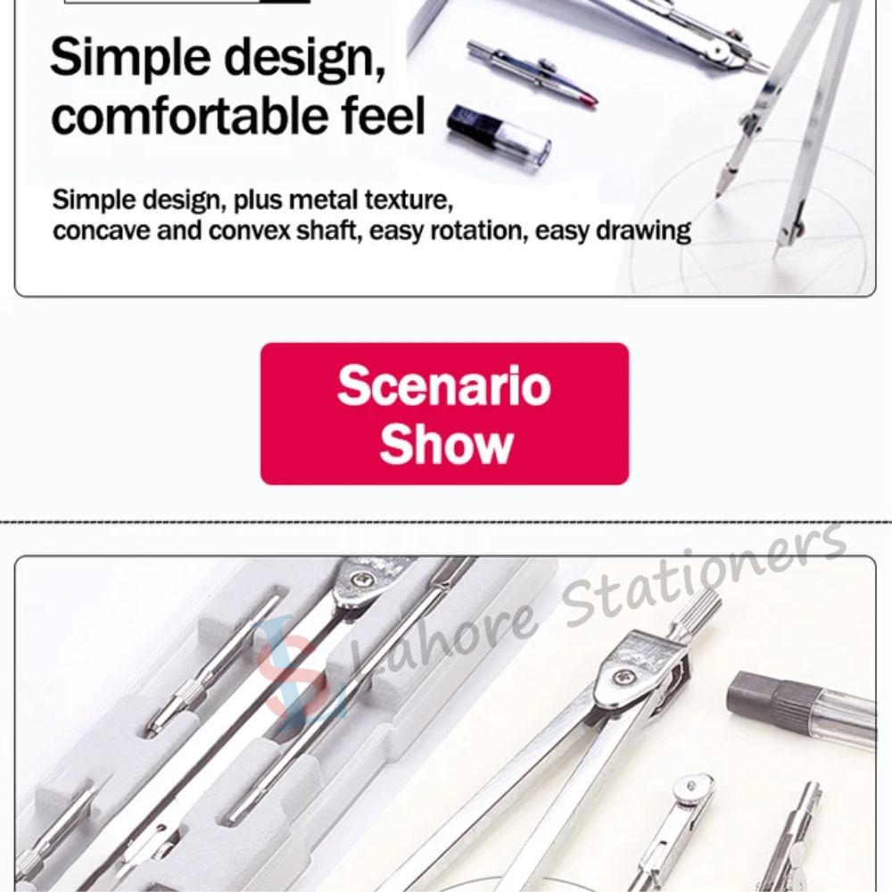 Steel Compass Set For Professional Drafting Drawing 3 Pcs Tools set