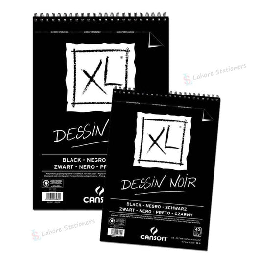 Canson XL Dessin Noir Spiral Pad Contains Deep Black Acid free 150 gsm Paper 40 Sheets