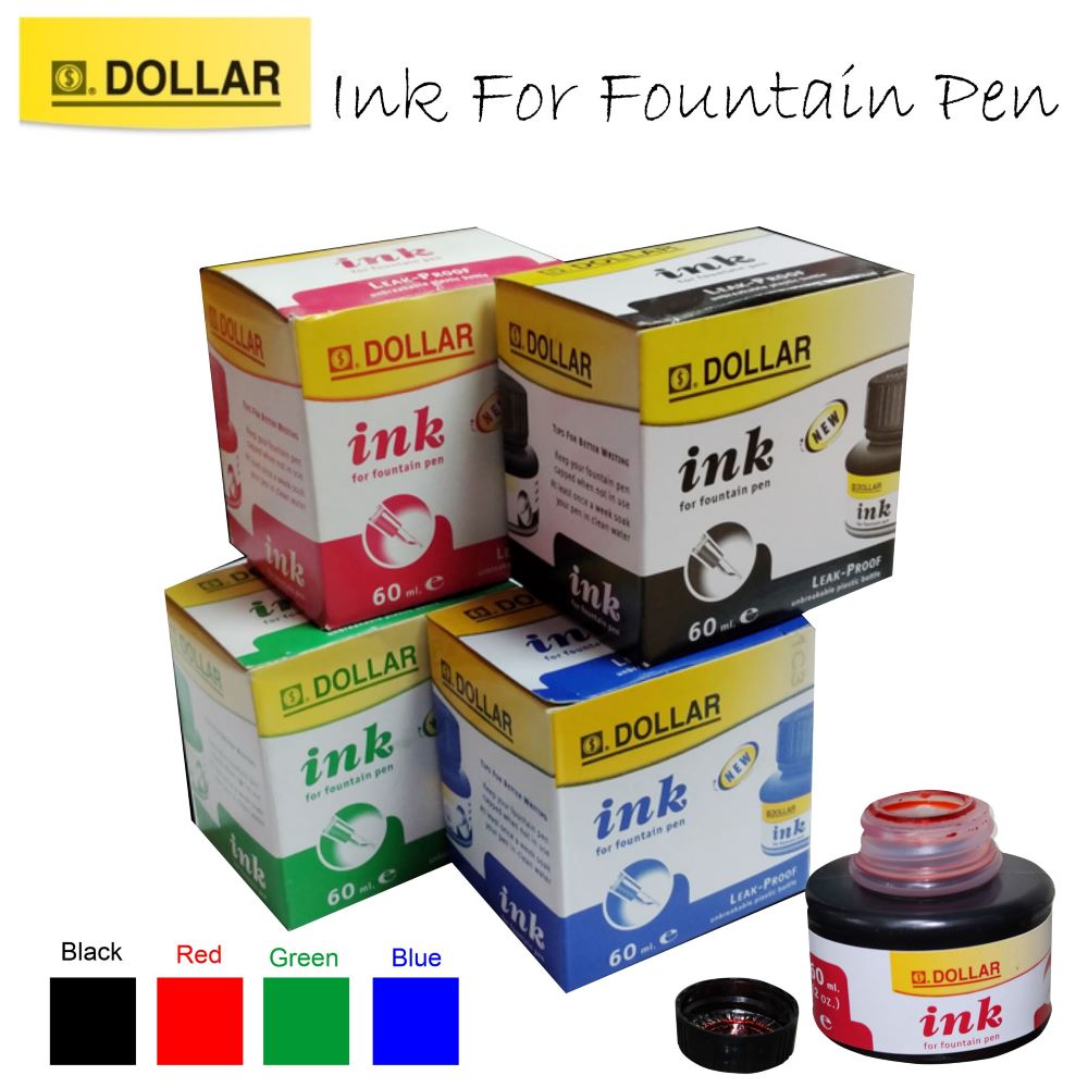 Dollar Fountain Pen Ink 60ml Smooth & Vibrant Ink for All Fountain Pens
