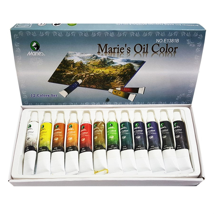 Marie's Oil Color Set Professional Artist Oil Paints Rich & High Pigment 12 Colors