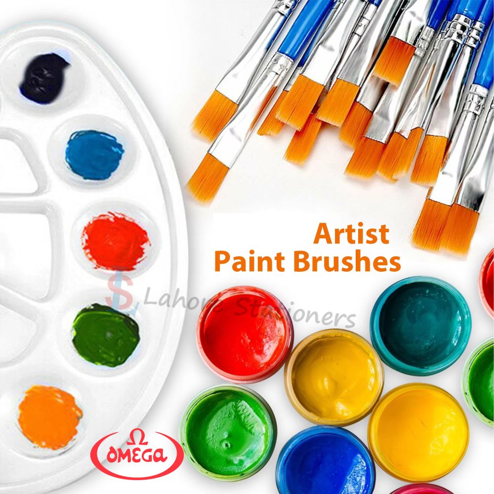 Omega Artist Falt Tip Brushes Set 6 Pcs Long Handle