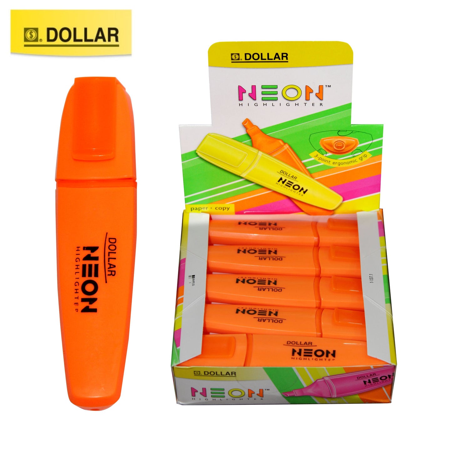 Dollar Neon Highlighter10 Pcs Box