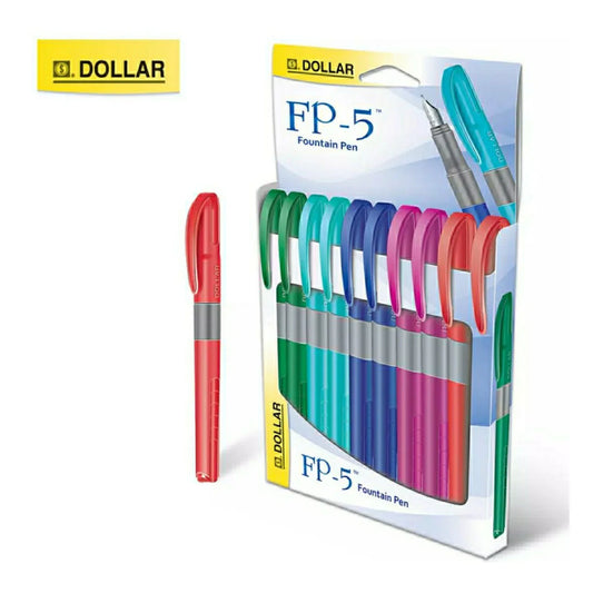 Dollar FP-5 Fountain Pen – Box of 10 Smooth Writing Ink Pen for School & Office