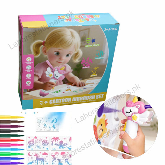 Kids Washable Coloring Mat Set with Reusable Markers & Airbrush Spray Art Kit