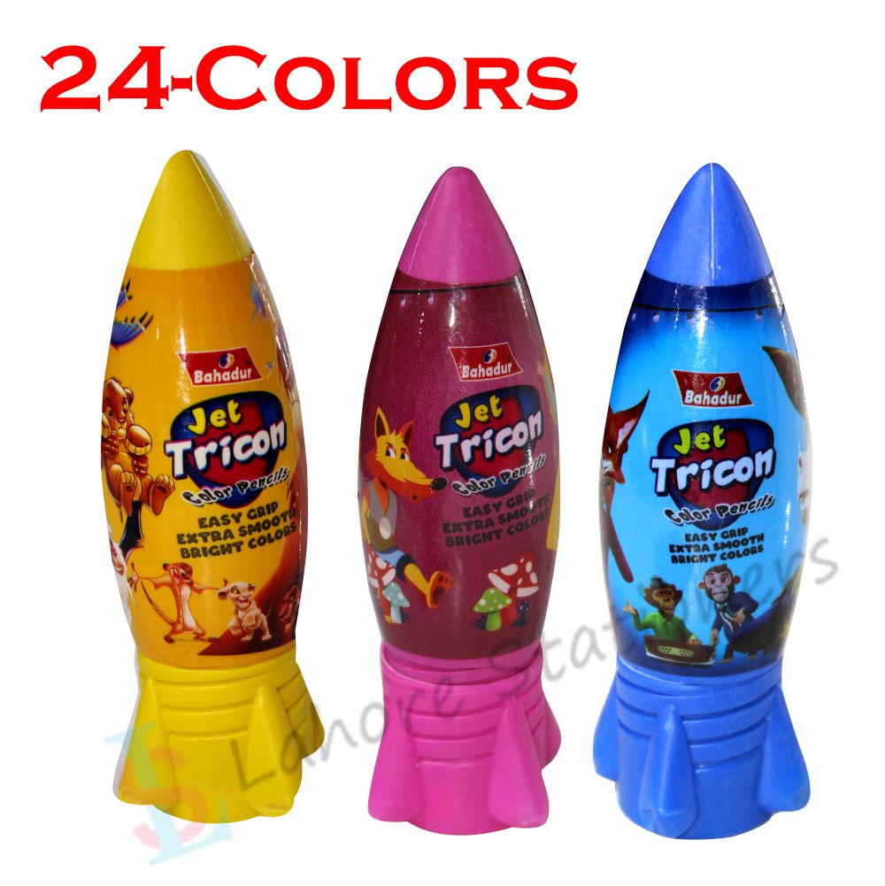Bahadur Jet Tricon Color Pencils Jar New 24 Colors