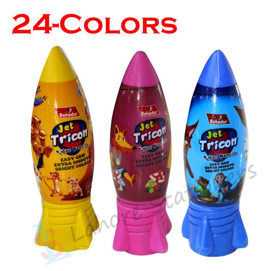 Bahadur Jet Tricon Color Pencils Jar New 24 Colors