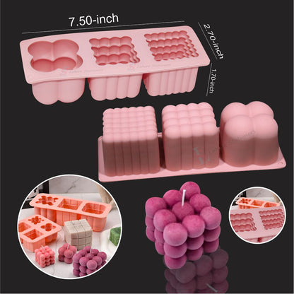 3D Rubik’s Cube Candle Silicone Mold 3 Cavity DIY Candle & Resin Mold