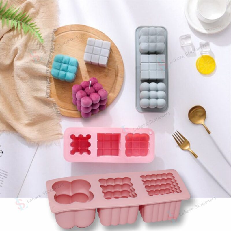 3D Rubik’s Cube Candle Silicone Mold 3 Cavity DIY Candle & Resin Mold