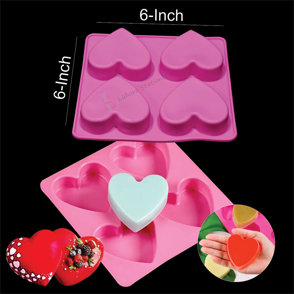 Heart Shape 3D Silicone Mold for Soap, Candle, Resin & Chocolate Making
