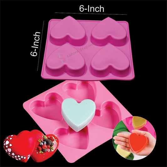 Heart Shape 3D Silicone Mold for Soap, Candle, Resin & Chocolate Making