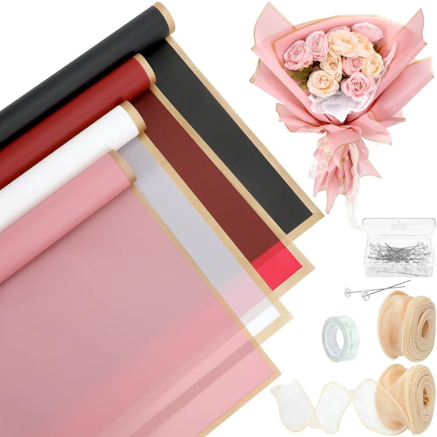 Flower Bouquet Wrapping Plastic Sheets – Pack of 20 | Transparent Floral Gift Wrap