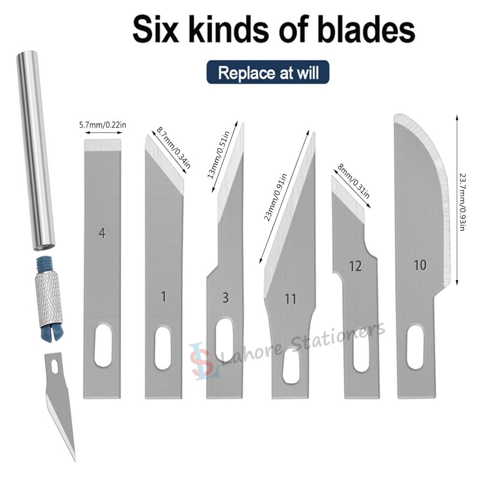 HOBBY Knife Set 7 Pcs Interchangeable 6 Sharp Blades For Art & Craft Carving and Paper Cutting Set