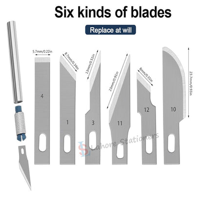 HOBBY Knife Set 7 Pcs Interchangeable 6 Sharp Blades For Art & Craft Carving and Paper Cutting Set
