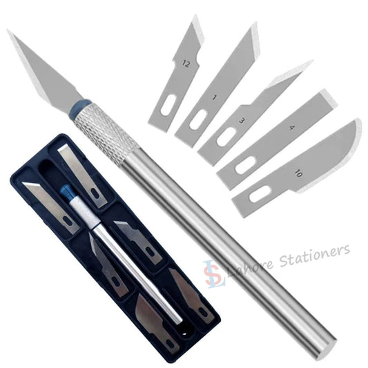 HOBBY Knife Set 7 Pcs Interchangeable 6 Sharp Blades For Art & Craft Carving and Paper Cutting Set