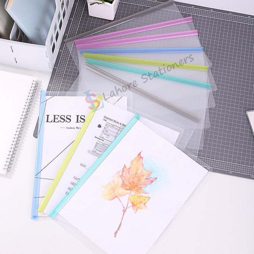 Transparent Plastic Documents Slider Bar Files Holder Clear 10 Pcs A4 Size