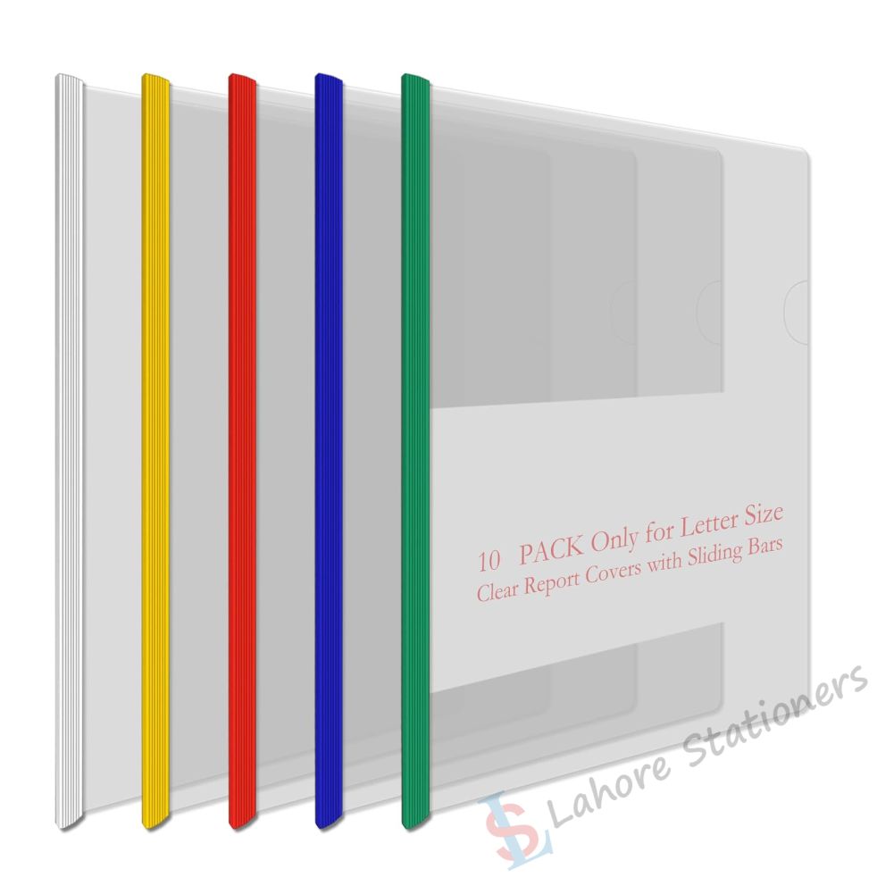 Transparent Plastic Documents Slider Bar Files Holder Clear 10 Pcs A4 Size