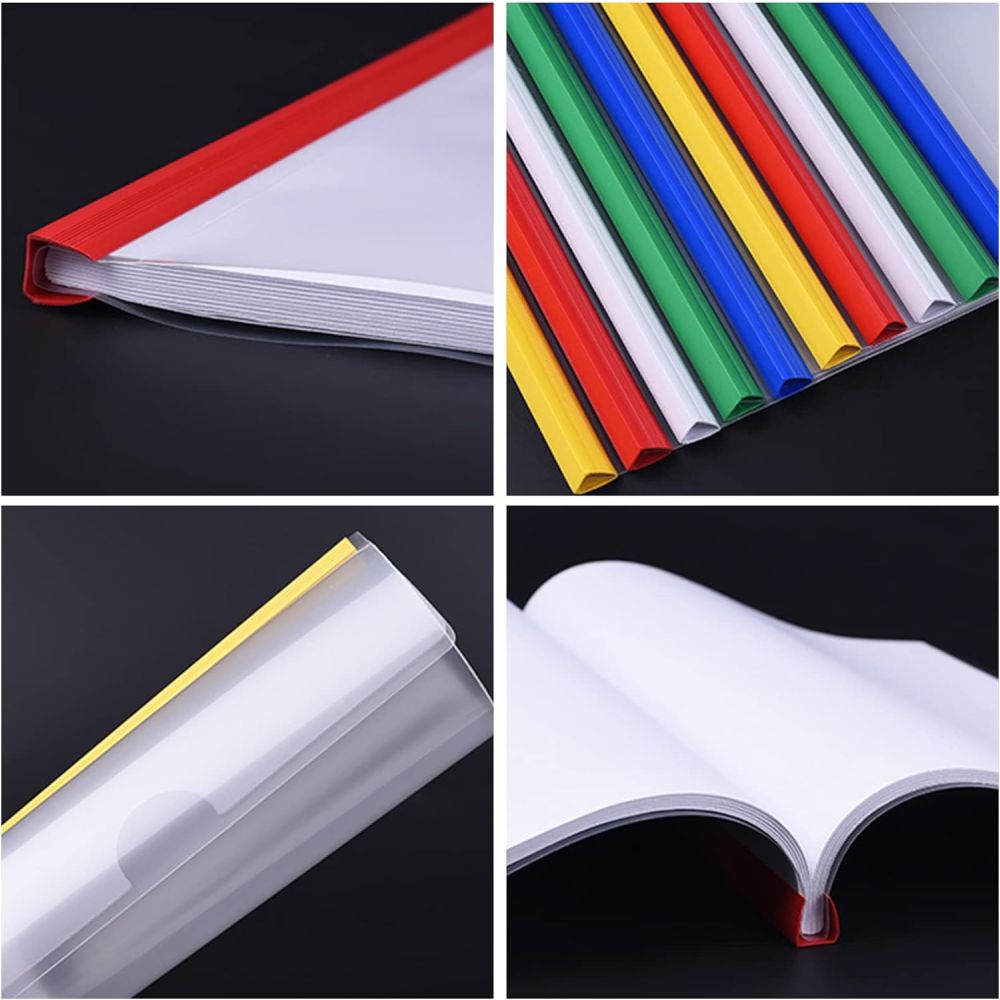 Transparent Plastic Documents Slider Bar Files Holder Clear 10 Pcs A4 Size